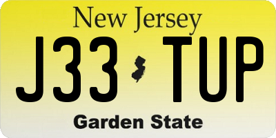 NJ license plate J33TUP