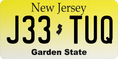 NJ license plate J33TUQ