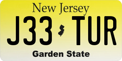 NJ license plate J33TUR