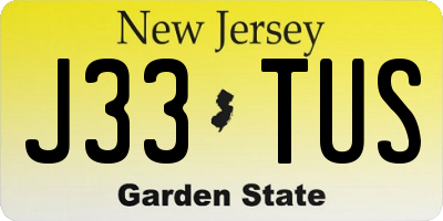 NJ license plate J33TUS