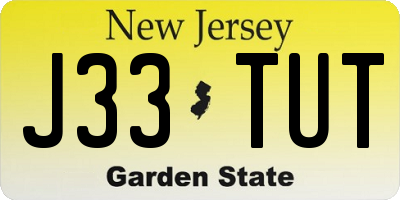 NJ license plate J33TUT