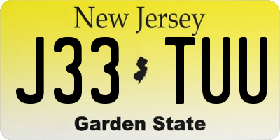 NJ license plate J33TUU