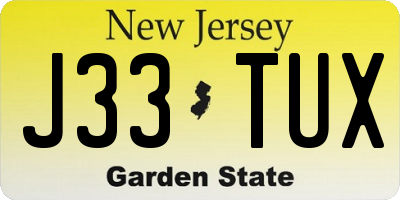 NJ license plate J33TUX