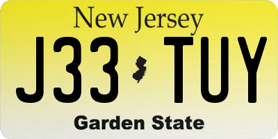 NJ license plate J33TUY