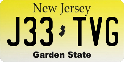 NJ license plate J33TVG