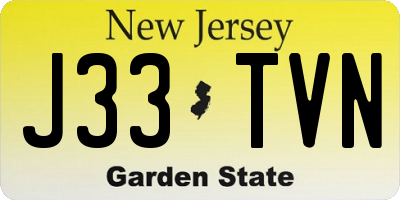 NJ license plate J33TVN