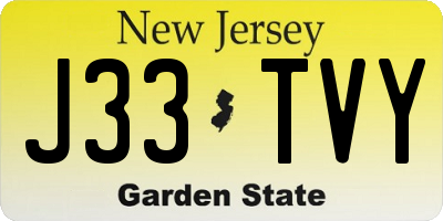 NJ license plate J33TVY