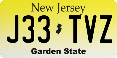NJ license plate J33TVZ