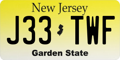 NJ license plate J33TWF