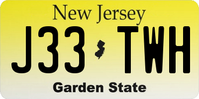 NJ license plate J33TWH