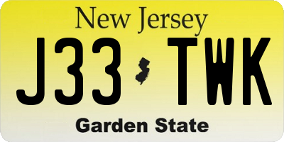 NJ license plate J33TWK