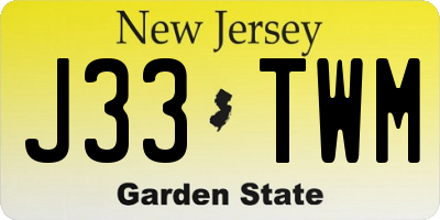 NJ license plate J33TWM