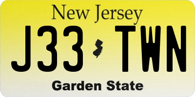NJ license plate J33TWN