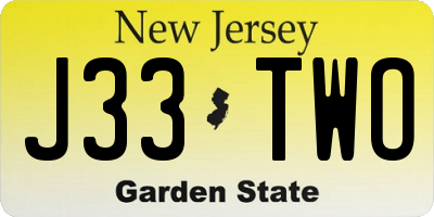 NJ license plate J33TWO