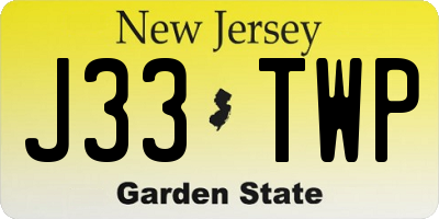 NJ license plate J33TWP