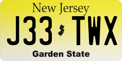 NJ license plate J33TWX