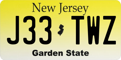 NJ license plate J33TWZ