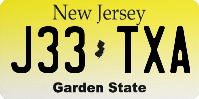 NJ license plate J33TXA