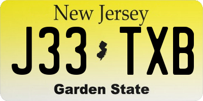 NJ license plate J33TXB