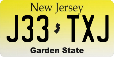 NJ license plate J33TXJ