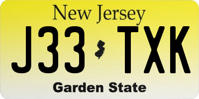 NJ license plate J33TXK