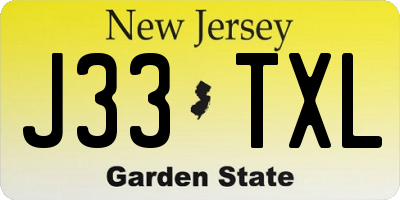 NJ license plate J33TXL