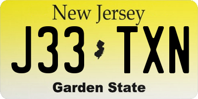 NJ license plate J33TXN