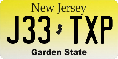 NJ license plate J33TXP