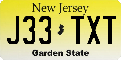 NJ license plate J33TXT