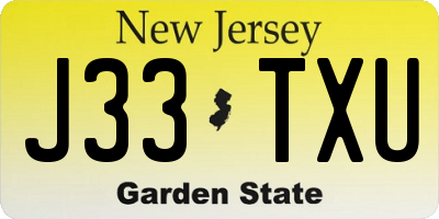 NJ license plate J33TXU