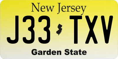 NJ license plate J33TXV