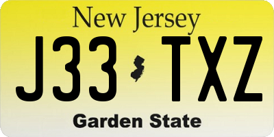 NJ license plate J33TXZ