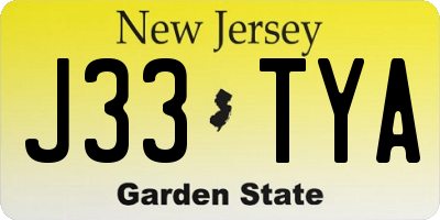 NJ license plate J33TYA