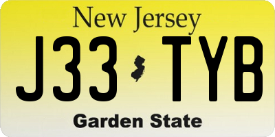 NJ license plate J33TYB