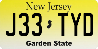 NJ license plate J33TYD