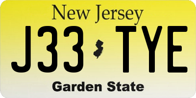 NJ license plate J33TYE