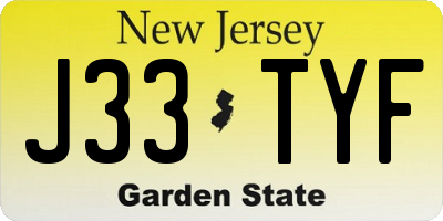 NJ license plate J33TYF