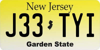NJ license plate J33TYI