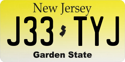 NJ license plate J33TYJ