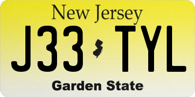 NJ license plate J33TYL