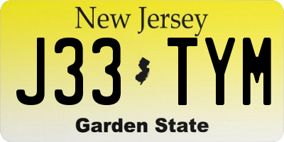 NJ license plate J33TYM