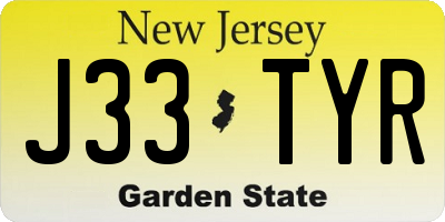 NJ license plate J33TYR