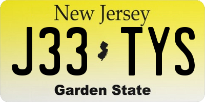 NJ license plate J33TYS
