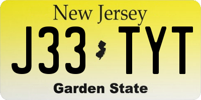 NJ license plate J33TYT