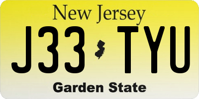 NJ license plate J33TYU