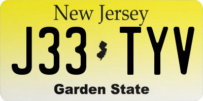 NJ license plate J33TYV
