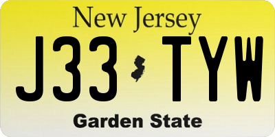 NJ license plate J33TYW