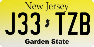 NJ license plate J33TZB