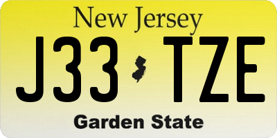 NJ license plate J33TZE