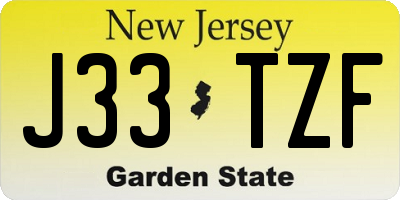 NJ license plate J33TZF